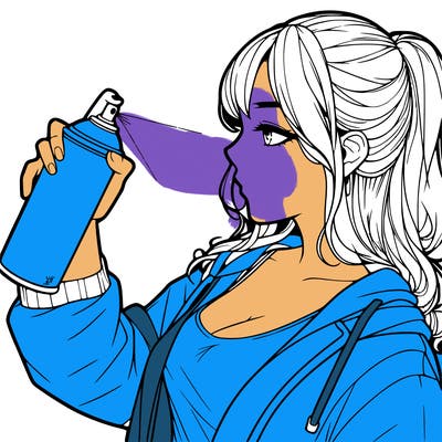 a realistic girl spray, painting
