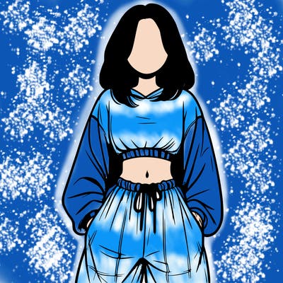 realistic girl faceless with baggy pants and a crop top