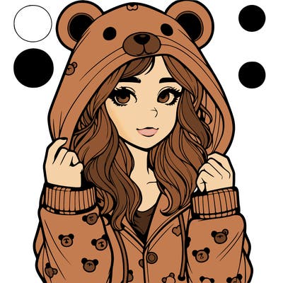 realistic girl in a animal pjs hoodie