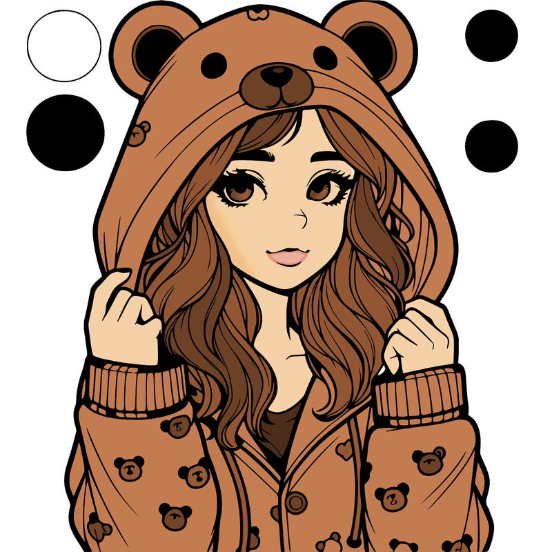 realistic girl in a animal pjs hoodie