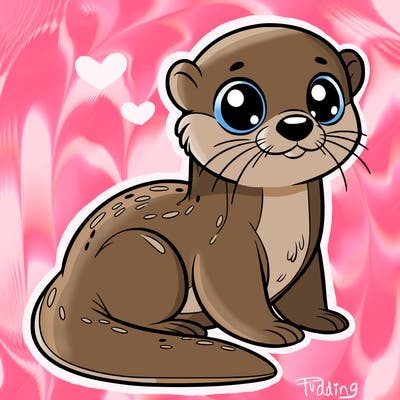 otter, big eyes, full body
