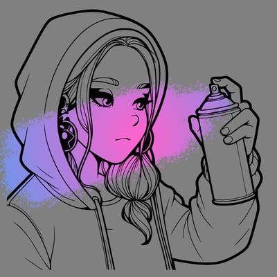 a realistic girl, spray painting