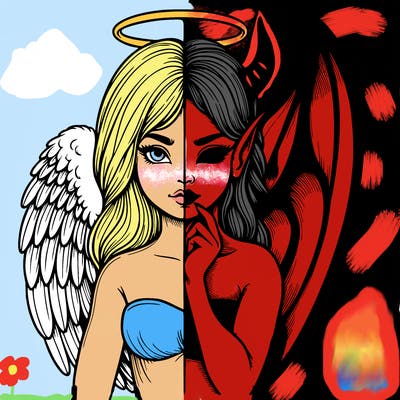 realistic angel half demon