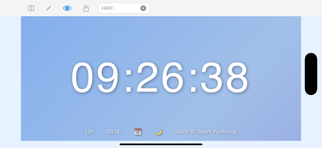 Real-time preview of a digital clock interface in the HTML Editor + app