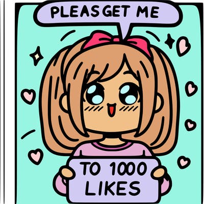 a girl saying please get me to 100 likes