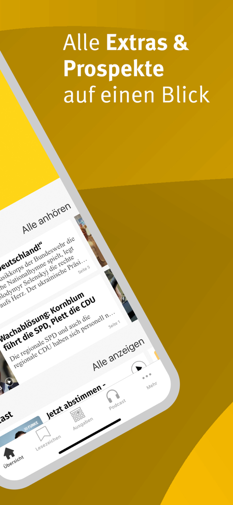 Braunschweiger Zeitung E-Paper mobile app interface showing local news headlines and navigation menu.