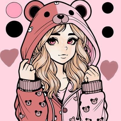 realistic girl in a animal pjs hoodie