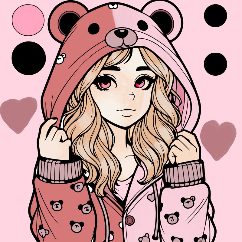 realistic girl in a animal pjs hoodie