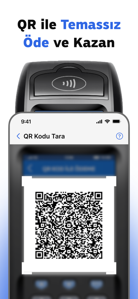 A smartphone screen showing a QR code scanner for making contactless payments with the Money app.