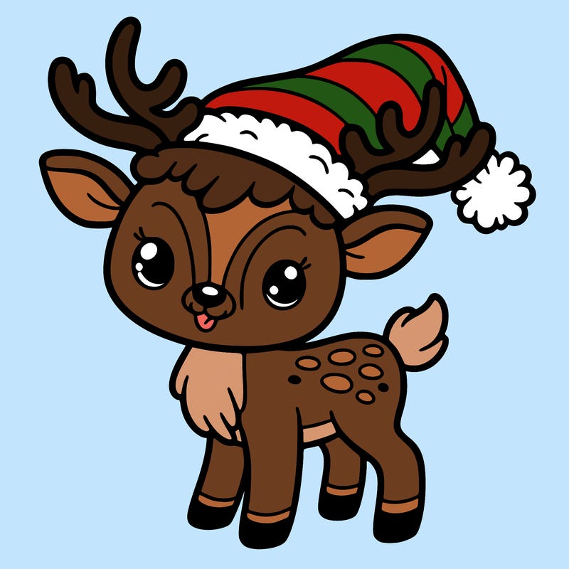 christmas reindeer with santa hat
