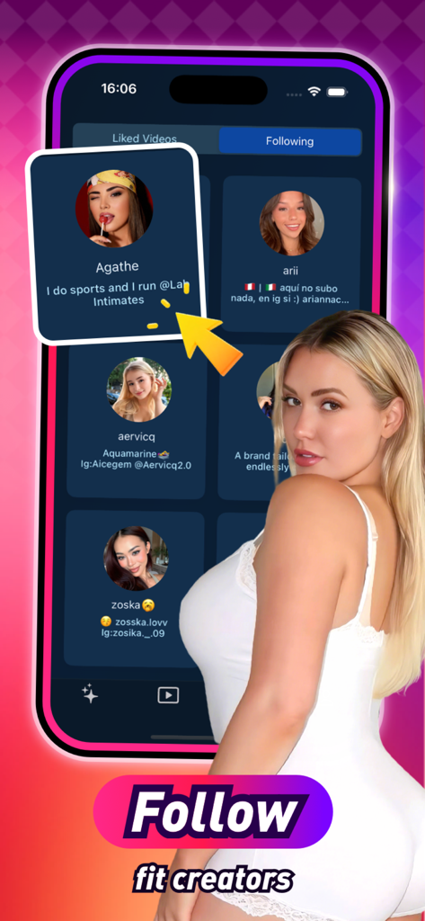 Zeffy - community platform - Mobile app interface of Zeffy showing a discovery feed to follow fitness creators