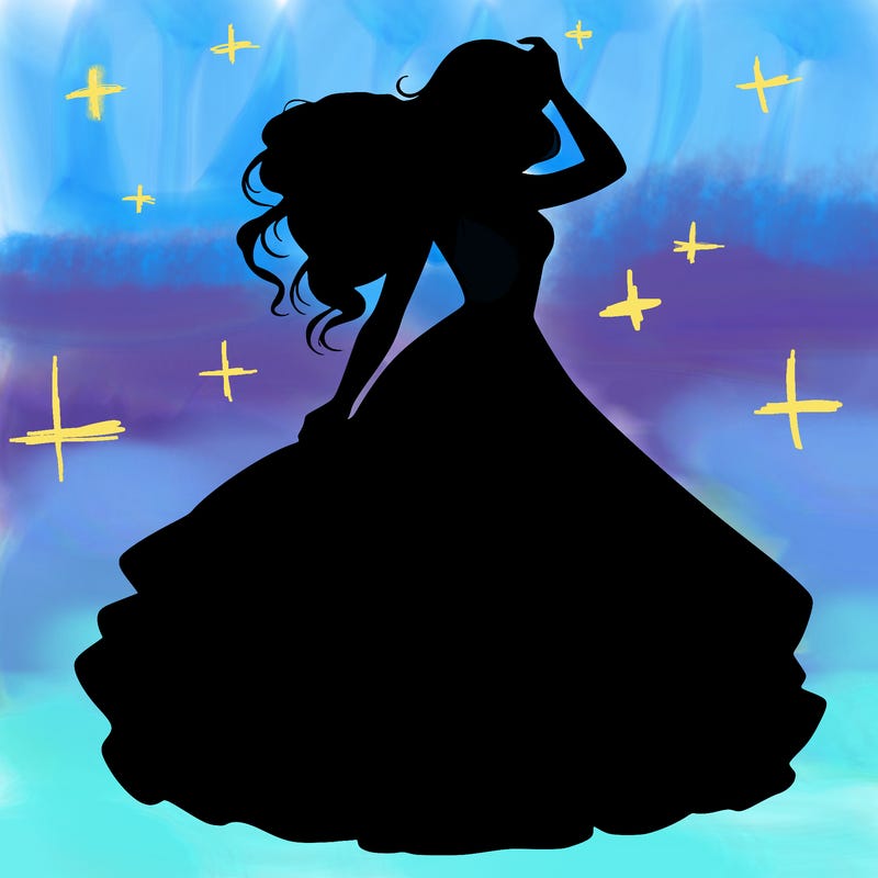 realistic woman with dress flowing in the wind