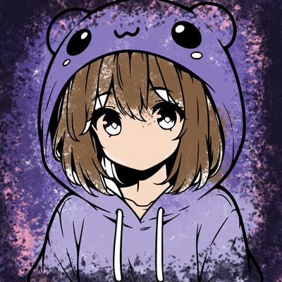 anime cute girl with hoodie