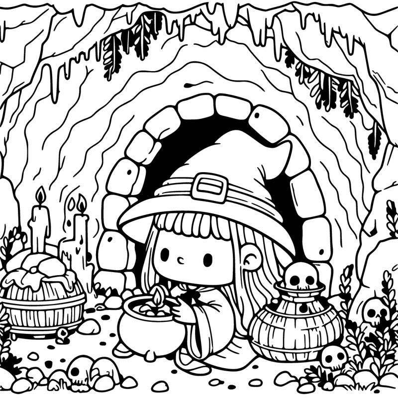 a witch in her cave