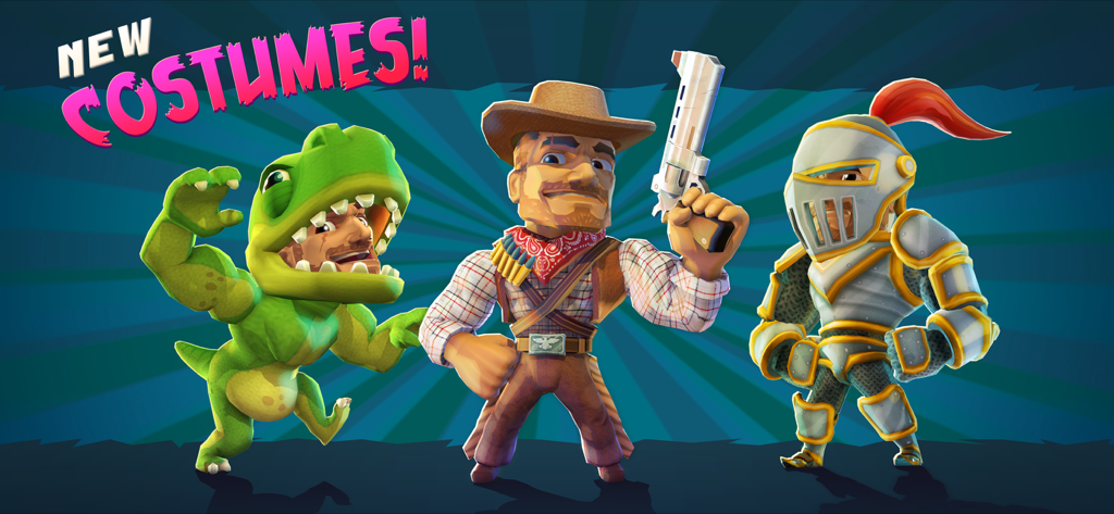 Major Mayhem 2: Action Hero - Major Mayhem 2 characters in dinosaur cowboy and knight costumes