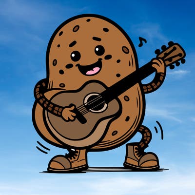potato playing guitar