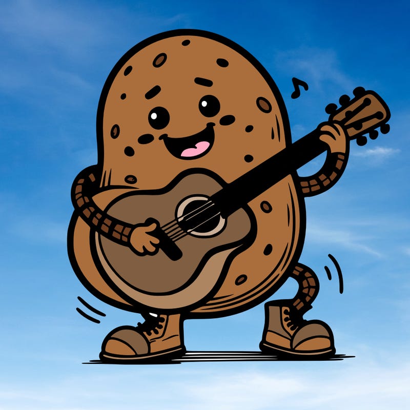 potato playing guitar