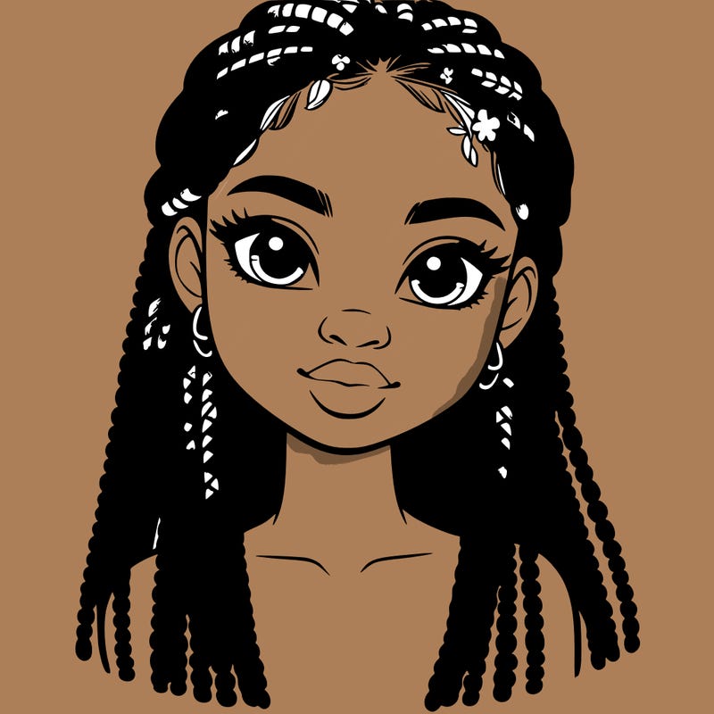 a realistic black girl with braids