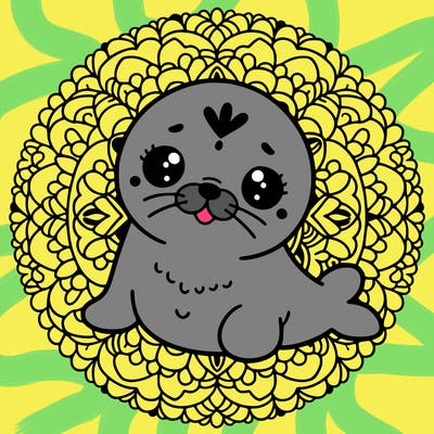 a cute baby seal mandala