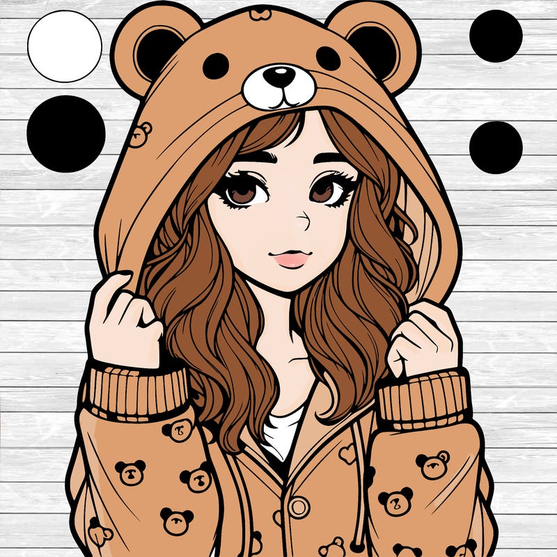 realistic girl in a animal pjs hoodie
