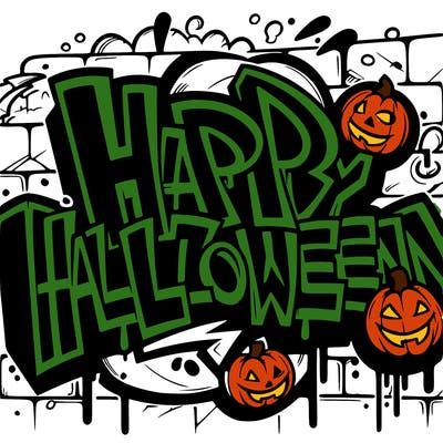 graffiti that says happy halloween