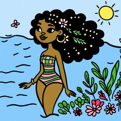 african woman in a swimsuit