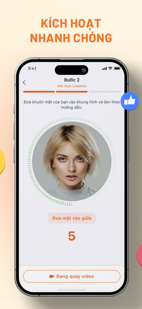 App FPT Shop che mostra la verifica del volto per un'attivazione rapida dell'abbonamento mobile