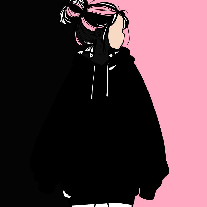 realistic girl with a oversized sweatshirt on and a bun