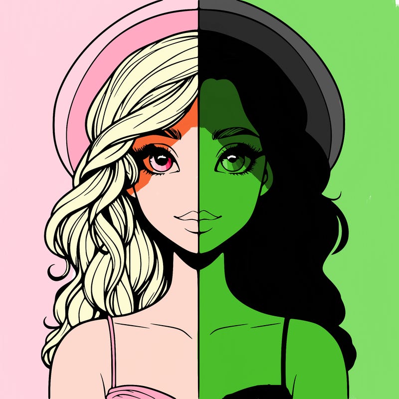 a beautiful realistic girl half witch