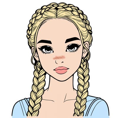 realistic girl with braids