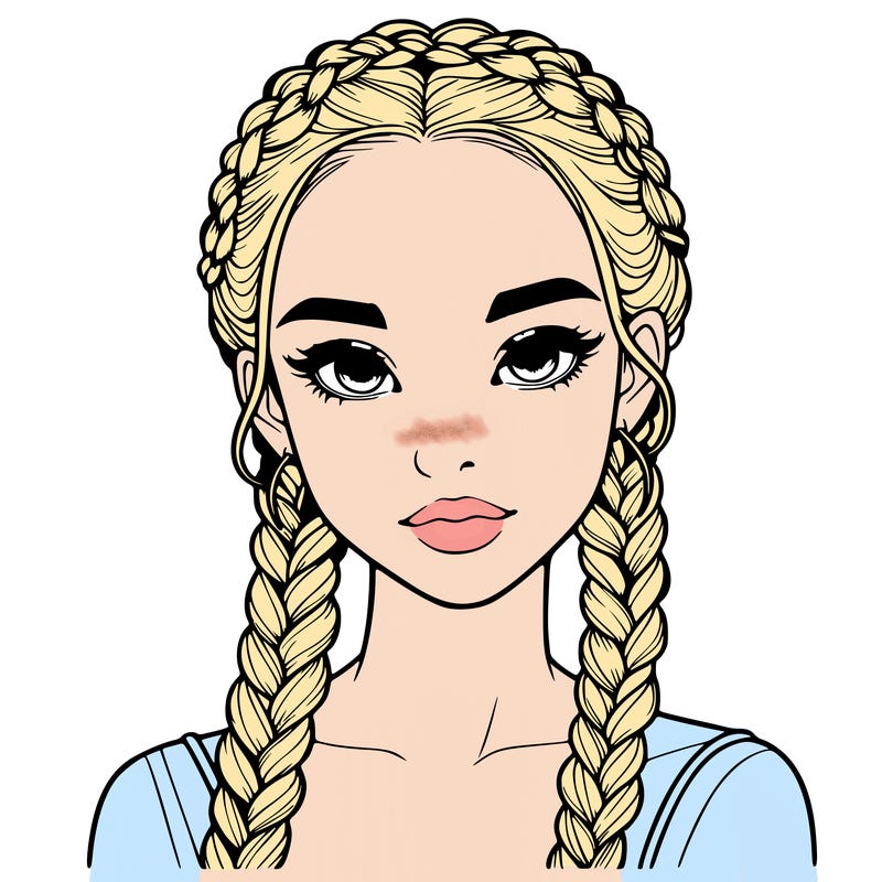 realistic girl with braids