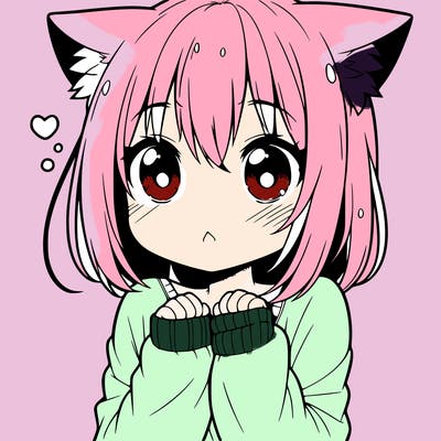 shy anime catgirl