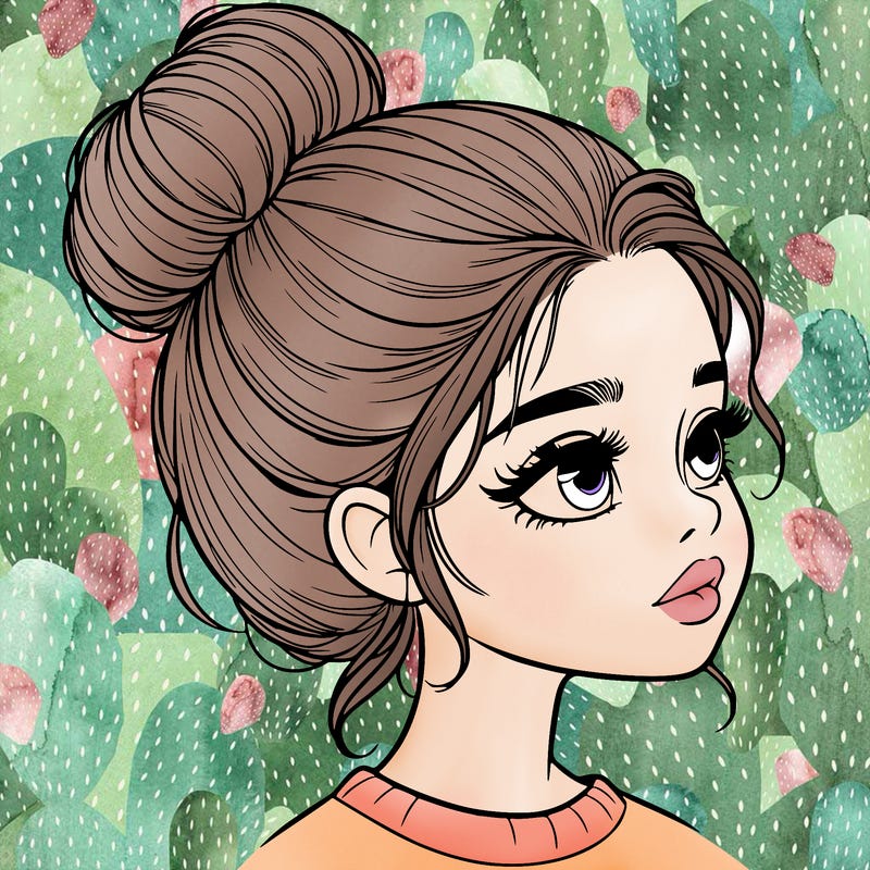 realistic girl with bun