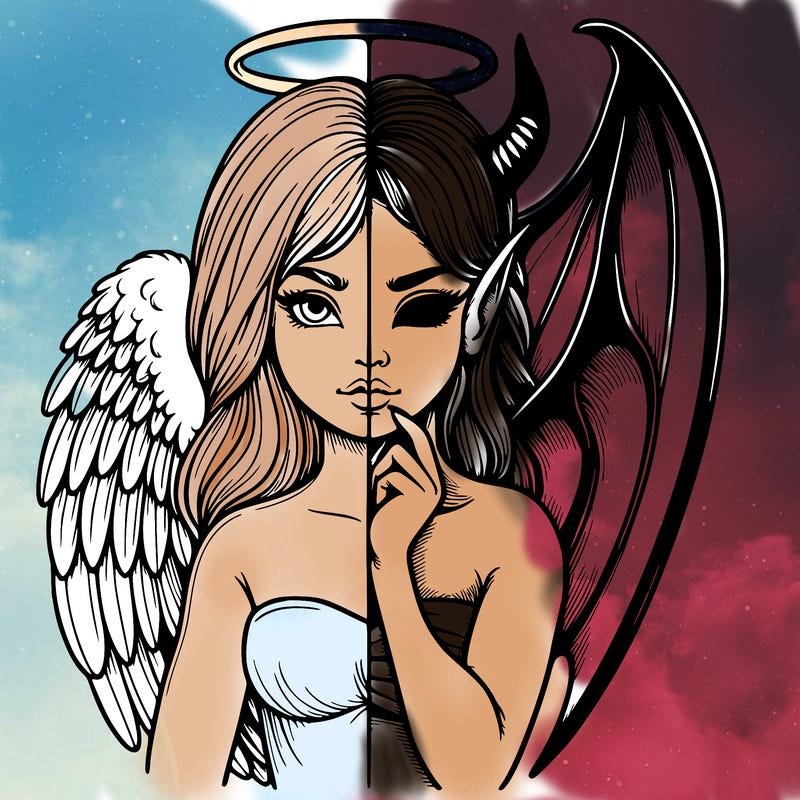 realistic angel half demon