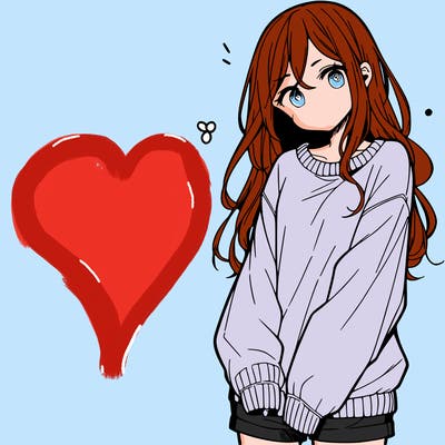 manga teen girl  in a sweater and baggy pants