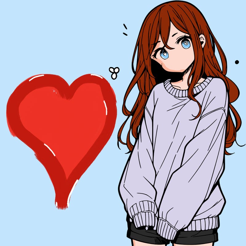 manga teen girl  in a sweater and baggy pants