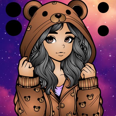 realistic girl in a animal pjs hoodie