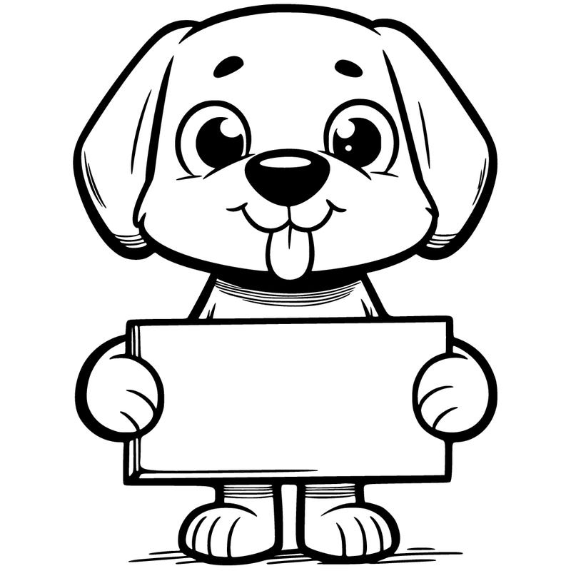 .dog holding blank sign