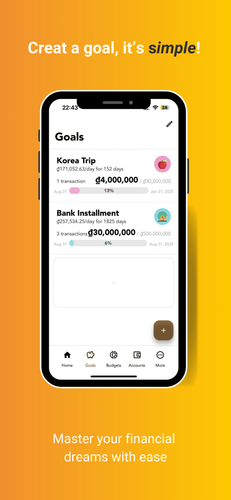 XMoney: All Your Money Moves - XMoney app interface showing financial savings goals and progress tracking for a trip and bank installment