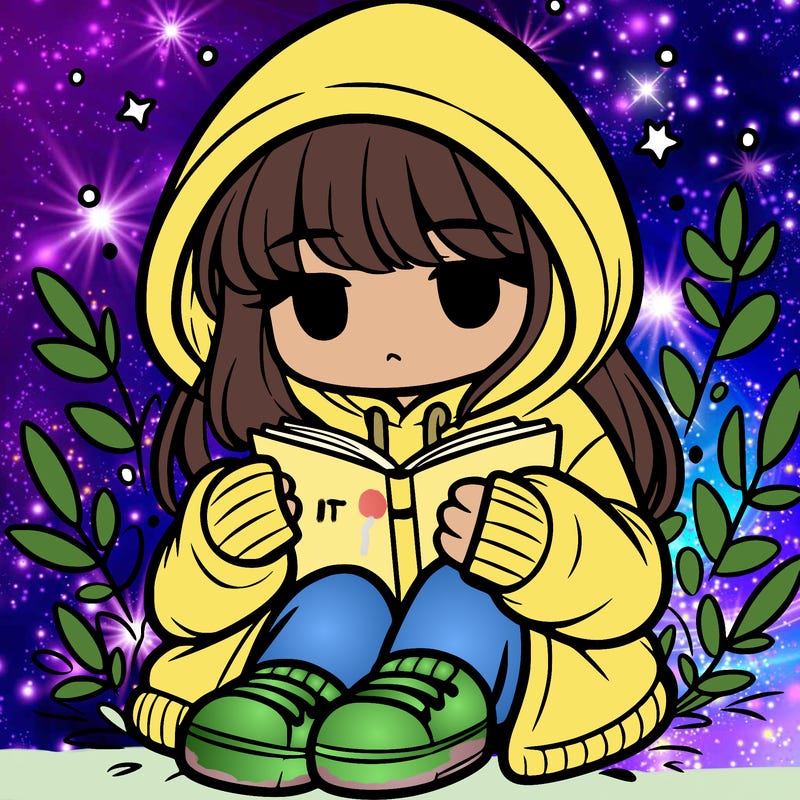 girl in oversized hoodie reading a book