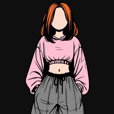 realistic girl faceless with baggy pants and a crop top