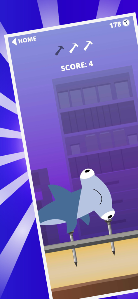 Hammer & Nail - Carpenter Hero - Hammerhead shark hammer hitting a nail in Hammer and Nail Carpenter Hero game