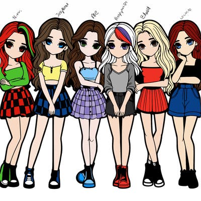 a group of girls realistic