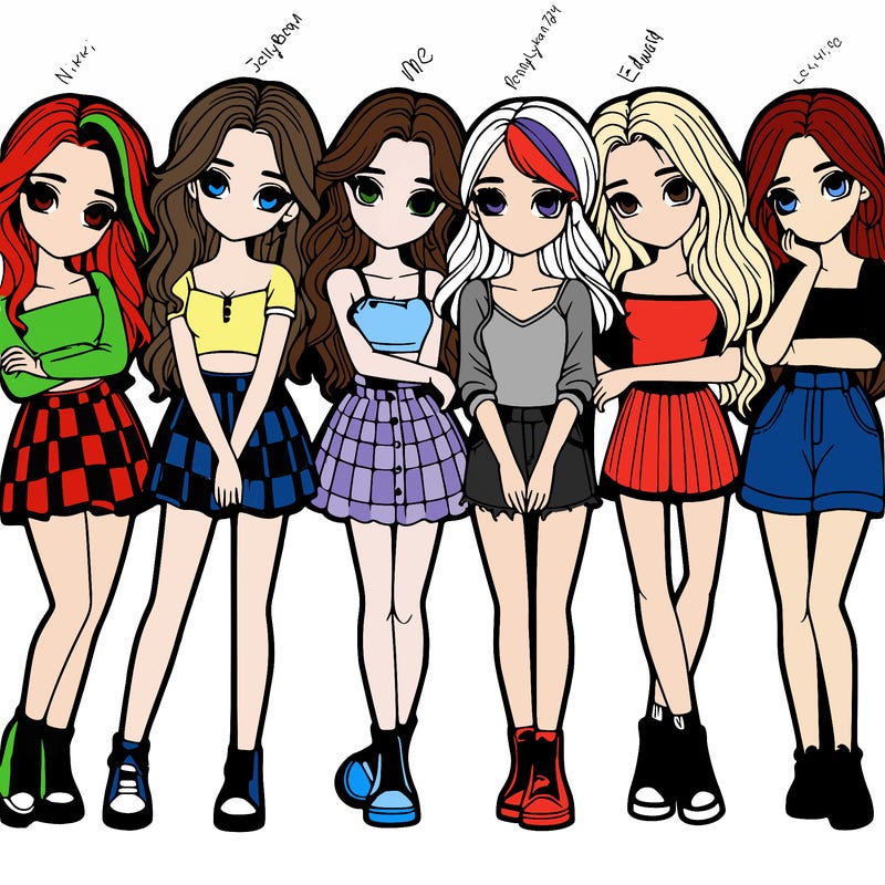 a group of girls realistic