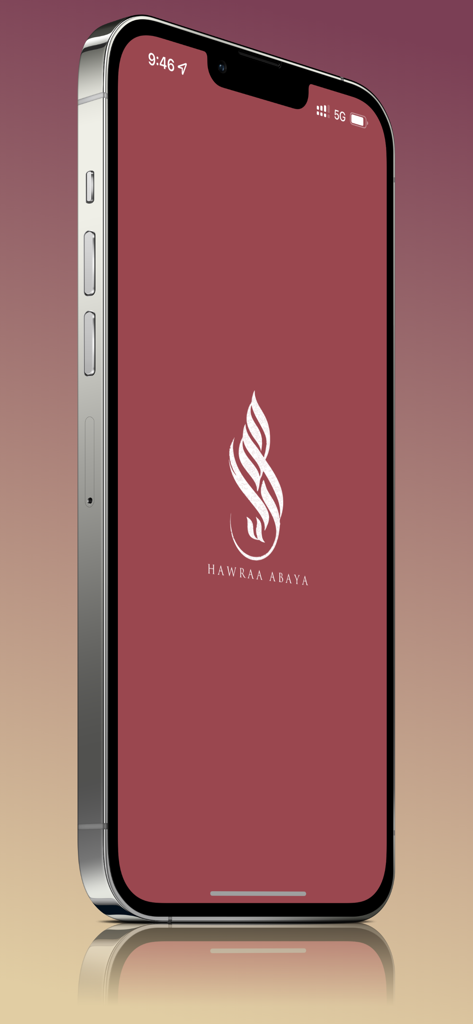عبايات حوراء | ارقى العبايات - Splash screen of the Abayat Hawra'a app on an iPhone showing the brand logo