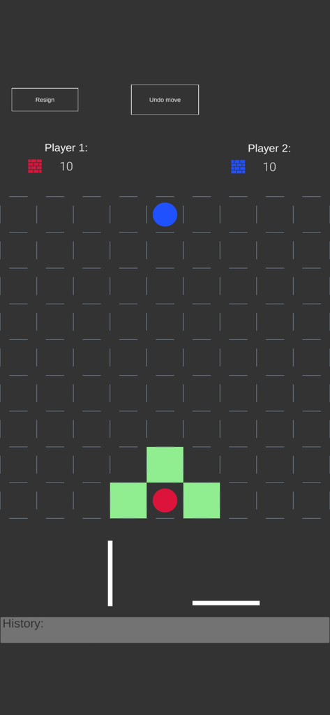 Barricade GG - Minimalist strategy board game interface featuring red and blue pawns with strategic wall placement on a grid