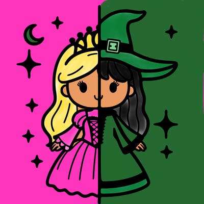 split princess and witch