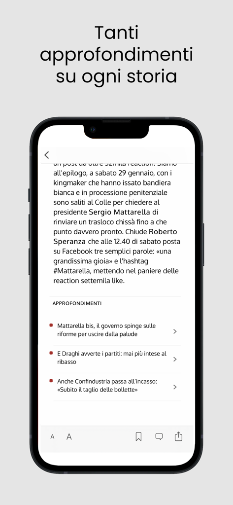Il Mattino Mobile app showing a news article with a dedicated insights section.