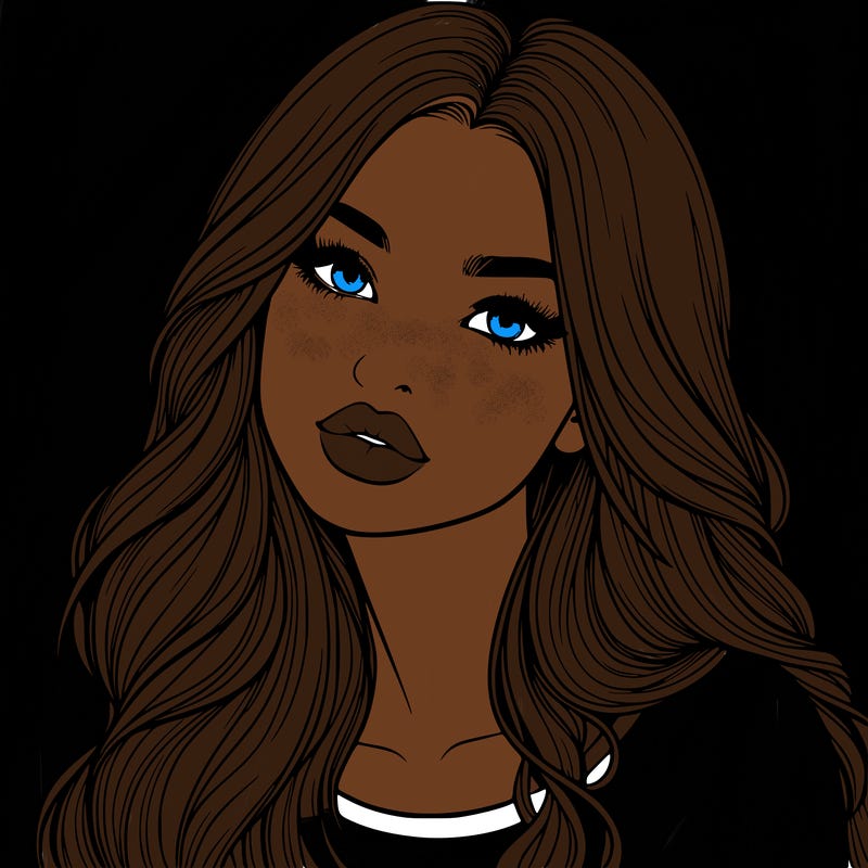 realistic girl with hair on her hair and lips