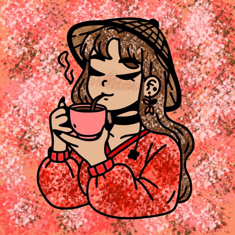 aesthetic girl drinking tea